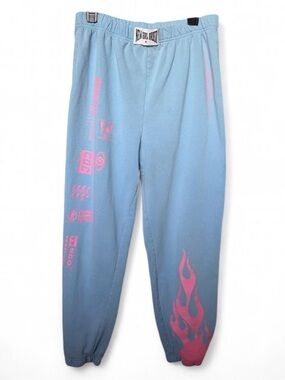 New Girl Order Pastel Blue Pink Flame Graphic Joggers Sweatpants US 10